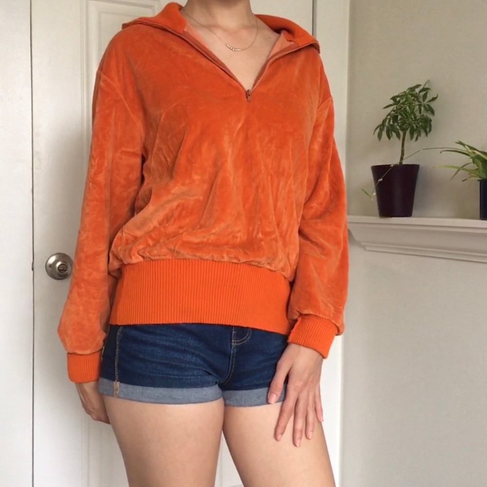 VINTAGE sears velour 3/4 zip sweater